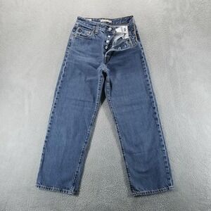 Levis Jeans Womens 26 Blue Ribcage Straight High Rise Button Fly Medium Wash